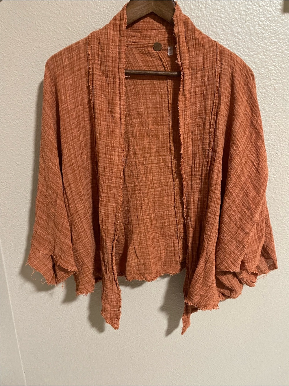 FP One Lightweight Open-Front Women's Cardigan in Rust Orange